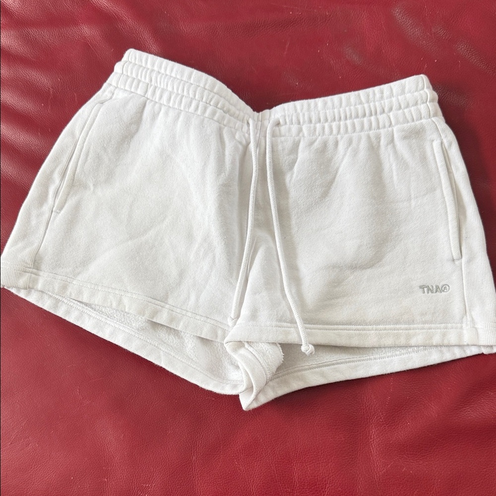 TNA Cream Terry Elastic Waist Athletic Shorts